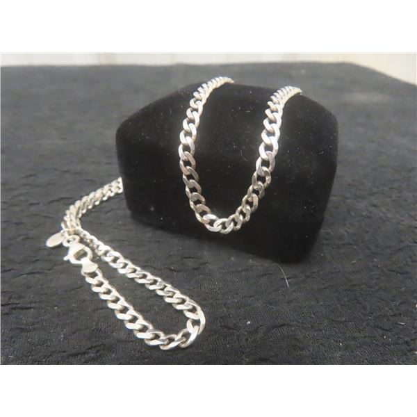 Sterling Silver Necklace, 22" Length, Total Weight 17 Grams