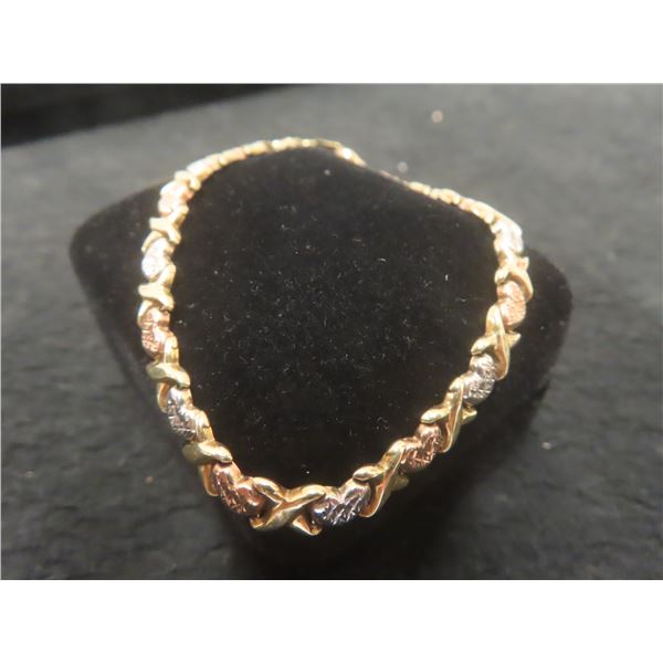 10k Gold Bracelet, 7 1/2" Length, Total Weight 4.1 Grams