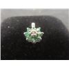 Image 1 : 14k White Gold Pendant With Diamond and Emerald, Total Weight 0.90 Grams
