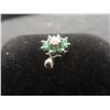 Image 3 : 14k White Gold Pendant With Diamond and Emerald, Total Weight 0.90 Grams