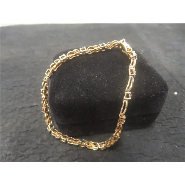 10k Gold Bracelet With Diamond, 7" Length, Total Weight 6.8 Grams