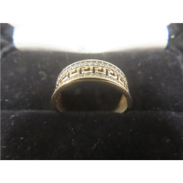10k Gold Ring With Diamond, Versace Style, Size 7, Total Weight 1.8 Grams