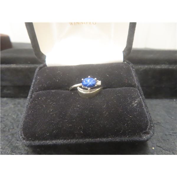 14k White Gold Ring With Star Sapphire, Size 6, Total Weight 2.6 Grams
