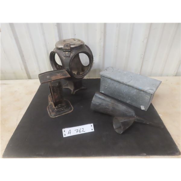 Antique Ideal Postal Scale, Grain Sample Bin, Agogo or Double Bell