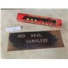 Image 1 : Cardboard Red Seal Gasoline Advertising Cut-Out Measuring 5" x 15" With All-Steel 