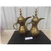 Image 1 : Two Original Raslan Arabian Dallah Coffee Urns Made of Solid Brass Measuring 16" Tall