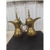 Image 7 : Two Original Raslan Arabian Dallah Coffee Urns Made of Solid Brass Measuring 16" Tall