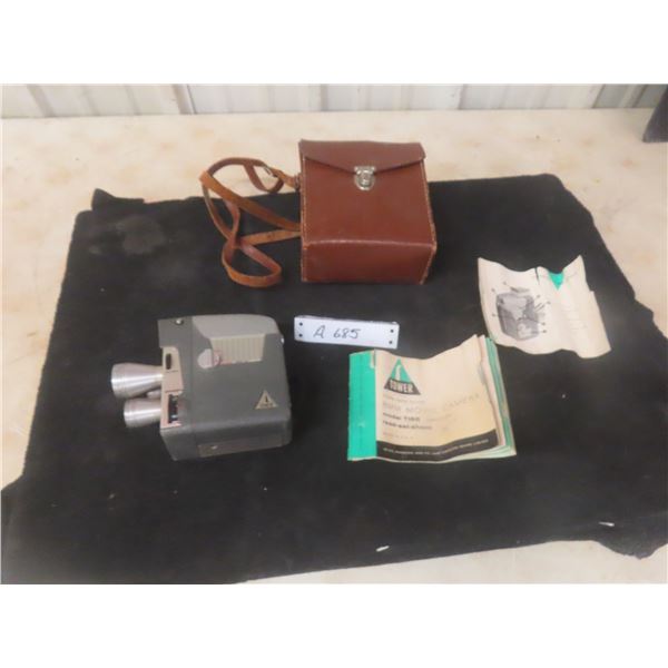 Vintage Tower 8mm Movie Camera Model T185 With Original Manual and Case