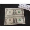 Image 1 : Two American Uncut One-Dollar Bills