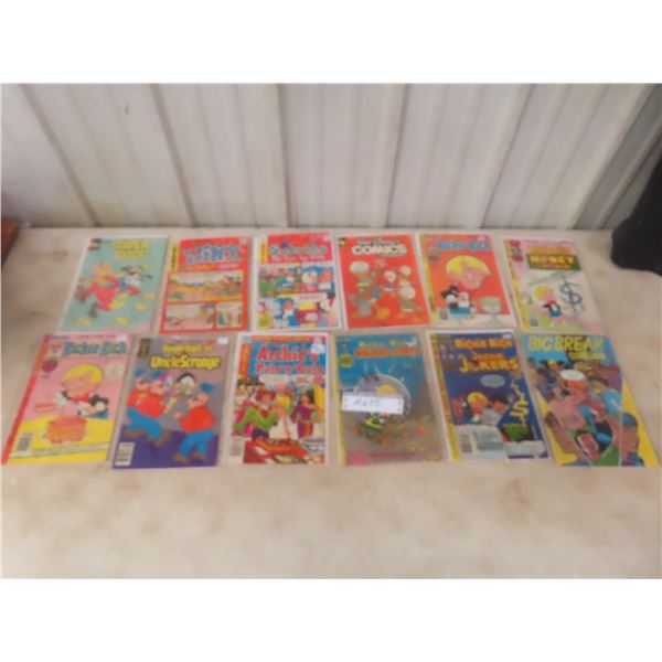 Twelve Comic Books 25¢-60¢ : Super Goof, Richie Rich, Uncle Scrooge, Sabrina and Others 