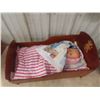 Image 2 : Vintage Doll Crib Measuring 17" x 27 1/2" x 15 1/2" With 21" Baby Bruno Doll