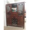 Image 1 : Wood China Cabinet With Glass Doors, Built-In Wine Rack and
