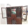 Image 3 : Wood China Cabinet With Glass Doors, Built-In Wine Rack and