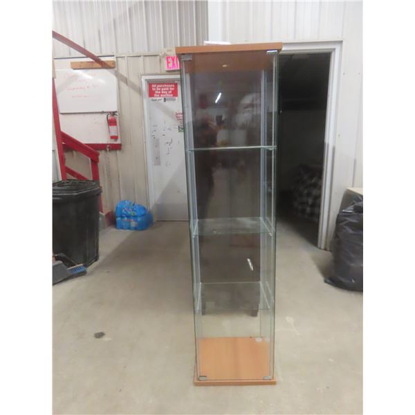 Glass Display Case With Three Glass Shelves Measuring 63 1/2" x 14 1/2" x 16 3/4"