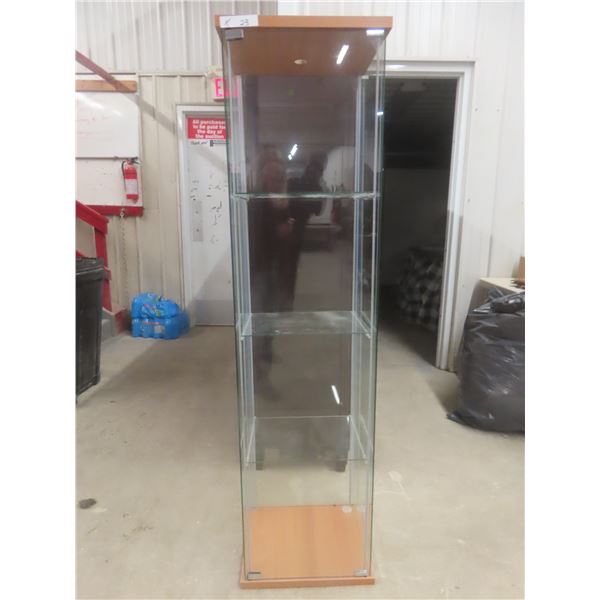 Glass Display Case With Three Glass Shelves Measuring 63 1/2" x 14 1/2" x 16 3/4"
