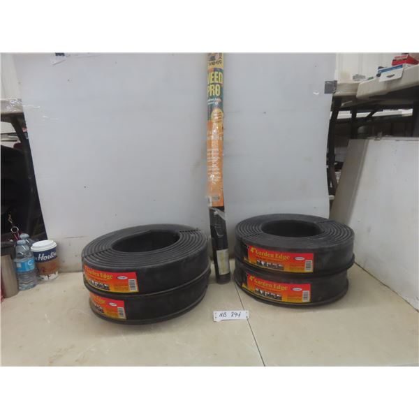 Four 30-Foot Rolls of 4" Garden Edging With Three 50-Foot Rolls of Landscape Fabric