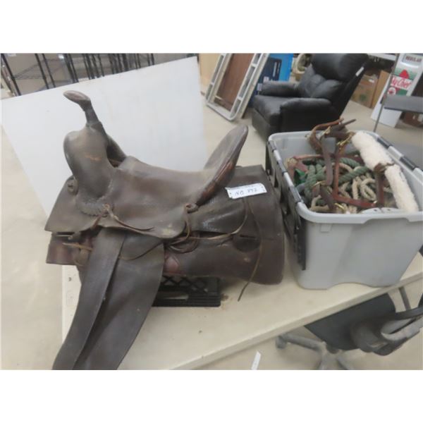 Western Saddle With Tote Full of Horse Tack