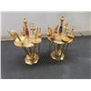 Image 8 : Crystal Ice Bucket With Tongs, Two Vintage Toledo Sword Cocktail Pick Sets, Brass Ashtray