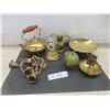 Image 1 : Brass Kettle and Bowl, Vintage Ashtray With Matching Holder, Vase, Set of Bells 