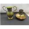Image 4 : Brass Kettle and Bowl, Vintage Ashtray With Matching Holder, Vase, Set of Bells 