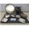 Image 1 : Silver-Plated: Serving Tray, Pitcher, Salt, Pepper Shakers  Plus More 