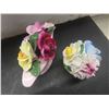 Image 3 : Two Crystal Glass Bowls, Bone China Flower Bouquets, Hand-Painted Wooden Egg and More 