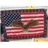 Image 7 : American Flag Tapestry With Bald Eagle 34" x 51" , Vintage BC Centenary Fabric and Helmet Size Mediu