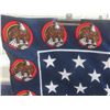 Image 8 : American Flag Tapestry With Bald Eagle 34" x 51" , Vintage BC Centenary Fabric and Helmet Size Mediu