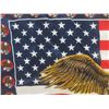 Image 9 : American Flag Tapestry With Bald Eagle 34" x 51" , Vintage BC Centenary Fabric and Helmet Size Mediu