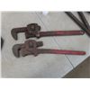 Image 5 : Assorted Tools Including Wrecking Bars, Pipe Wrenches, Stanley Wood Level, Tool Pouch, 
