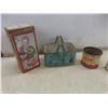 Image 6 : Vintage Pantry Tins: Honey, Corn Syrup, Yeast, Coffee And Three Apothecary Glass Bottles and More 