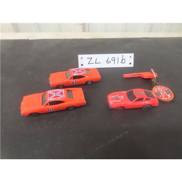 Two ERTL General Lee Die-Cast Cars 1/64 Scale And Kidco 1980 Burnin’ Key Datsun, 280ZX Turbo Car