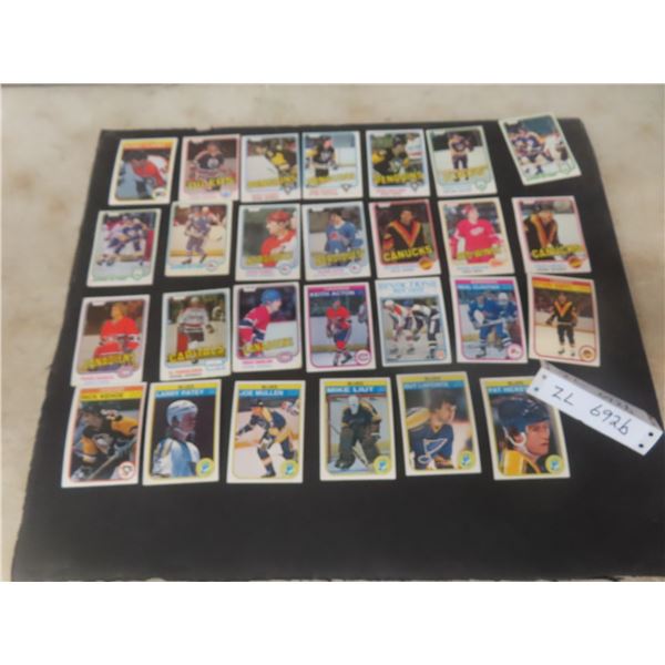 Twenty-Seven O-Pee-Chee Hockey Cards From 1981–82 Including Guy Lapointe, Paul Coffey, Bobby