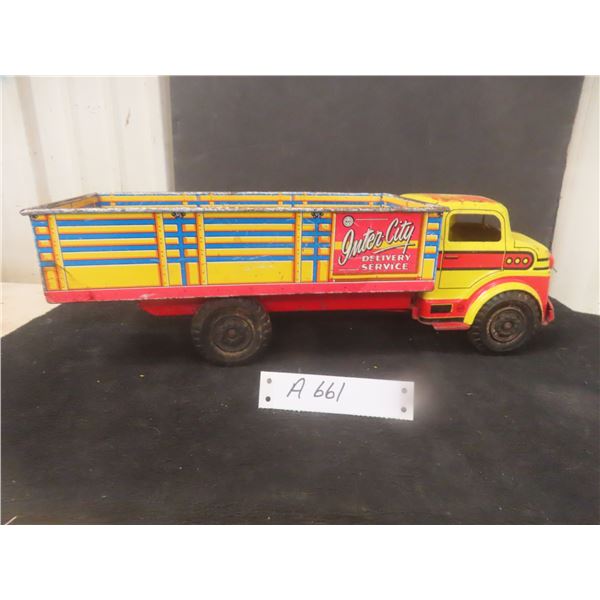 Vintage Marx Inter-City Delivery Service Pressed Steel and Tin Litho Truck, 5 1/2" x 18" x 6 1/2"