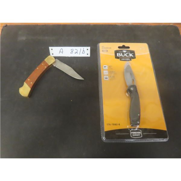Two Folding Knives: New Buck 7" Long Knife and  8 1/2" Folding Knife With 3 1/2" Blade