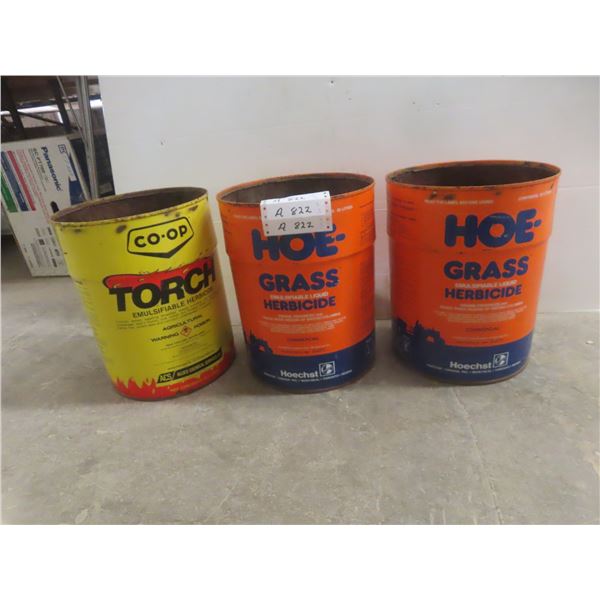 Three 20-Litre Cans of Hoe-Grass Herbicide and Co-op Torch Herbicide