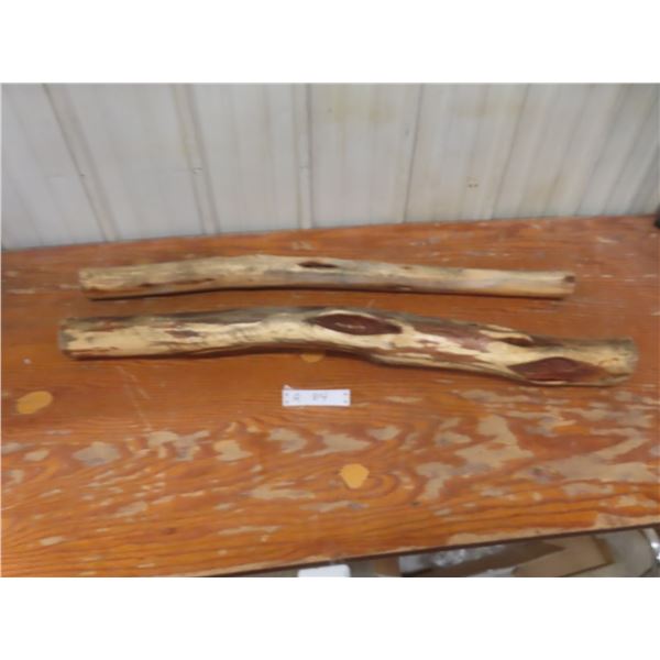Two Pieces of Diamond Willow Wood, Each Approximately 38" Long