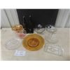 Image 1 : Assorted Vintage Glassware with Gold and Silver Overlay and Blue Mountain Pottery