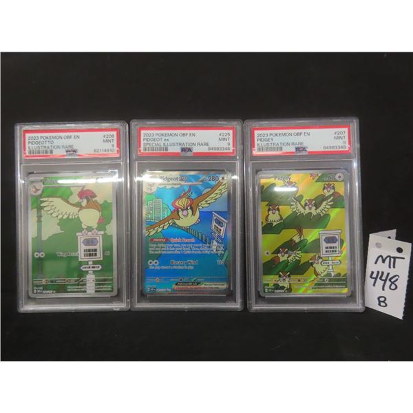 Three Graded Pokémon Cards Including Pidgey, Pidgeotto, and Pidgeot EX