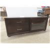 Image 1 : TV Stand with Sliding Glass Door and Two Drawers