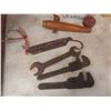 Image 4 : Assorted Tools: Pipe Wrenches, Tow Strap, Ratchet, Ammo Crate & More