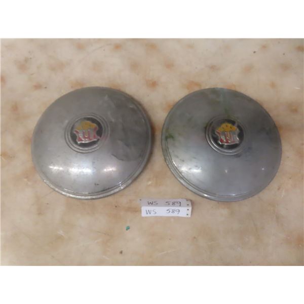Two Vintage Dog Dish Style Hubcaps