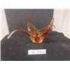 Image 1 : Amber Glass Chalet-Style Centerpiece, Unmarked 8" x 18"
