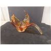 Image 4 : Amber Glass Chalet-Style Centerpiece, Unmarked 8" x 18"