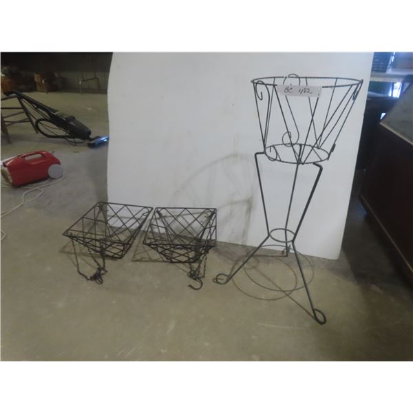 Plant Stand Measuring 31" Tall Two Hanging Plant Holders