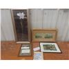Image 1 : Five Framed Pictures, Largest Measuring 22 1/2" x 10 1/2", Including Foil-Style Artwork
