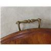 Image 3 : Large Wooden Serving Tray Brass Handles Measuring 20" Diameter