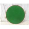 Image 4 : Large Wooden Serving Tray Brass Handles Measuring 20" Diameter