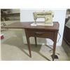 Image 1 : Singer Sewing Machine Mounted In Wooden Cabinet