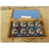 Image 1 : Chrome Bocce Ball Set with Wooden Carry Case